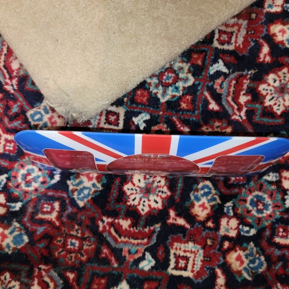 Souvenir Union Jack Double Photo Frame Red White Blue UK Flag